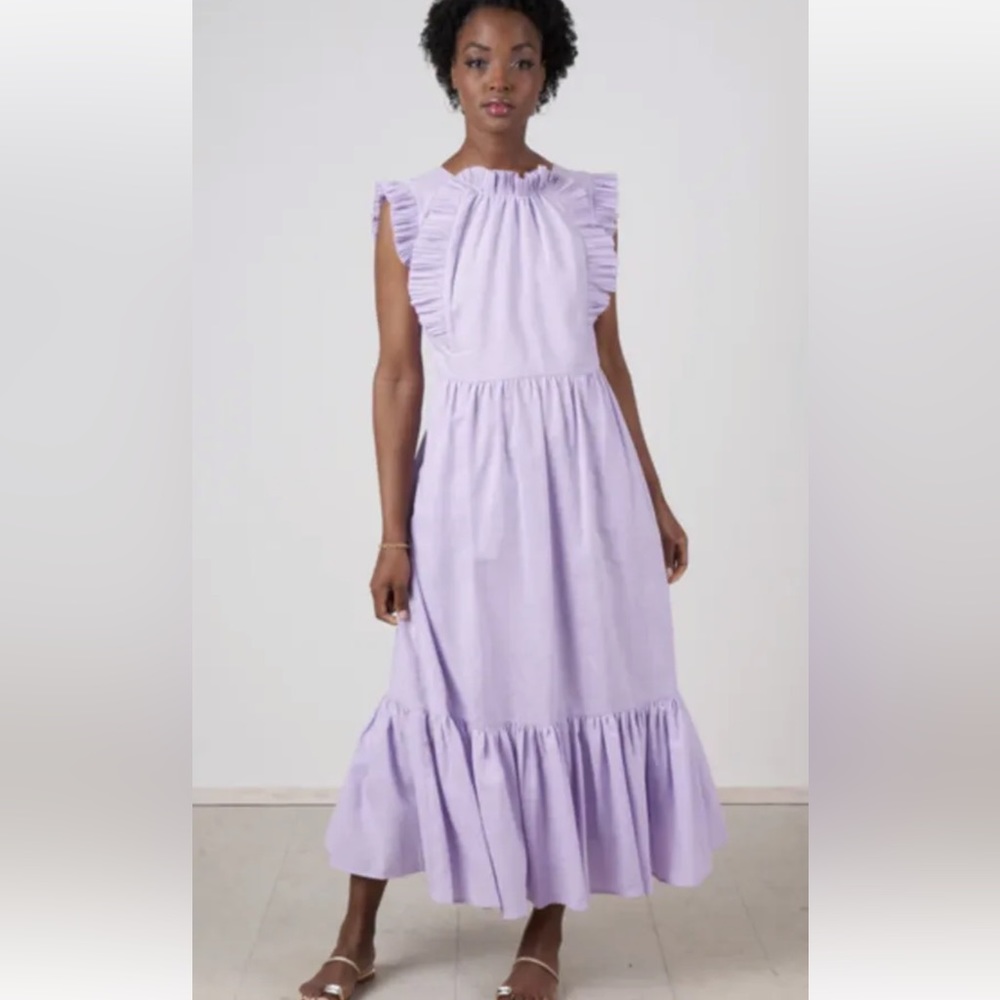 Sea New York Bailey linen ruffle purple lilac maxi dress from Tuckernuck